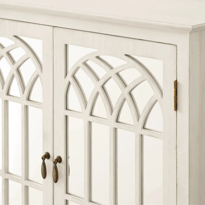 Credenza d'accento in legno con ante a specchio
