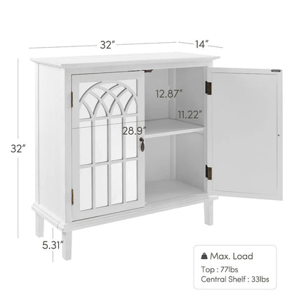 Credenza d'accento in legno con ante a specchio