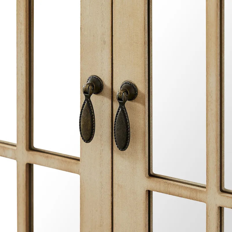 Credenza d'accento in legno con ante a specchio