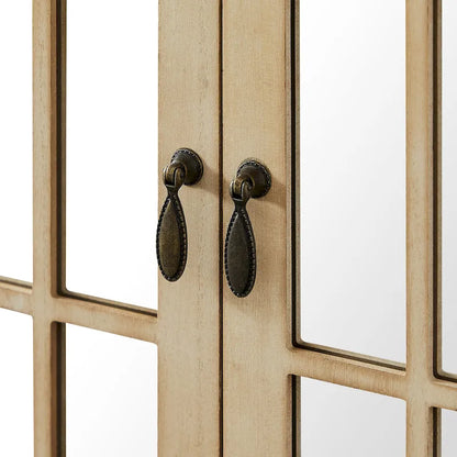 Credenza d'accento in legno con ante a specchio