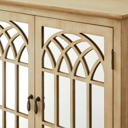 Credenza d'accento in legno con ante a specchio