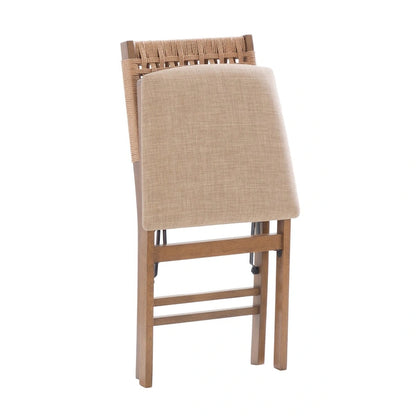 Sedia pieghevole da pranzo Joslyn Natural con schienale intrecciato (set di 2)