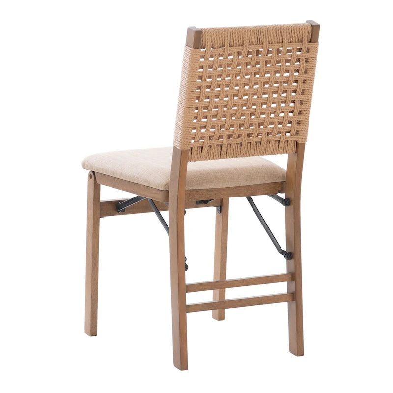 Sedia pieghevole da pranzo Joslyn Natural con schienale intrecciato (set di 2)