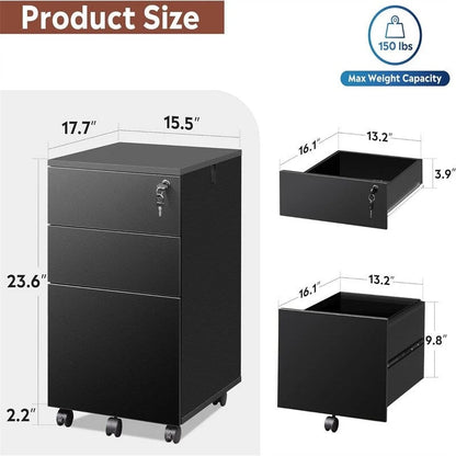 Classificatore a 3 cassetti con serratura - 17,7P x 15,5L x 25,8A
