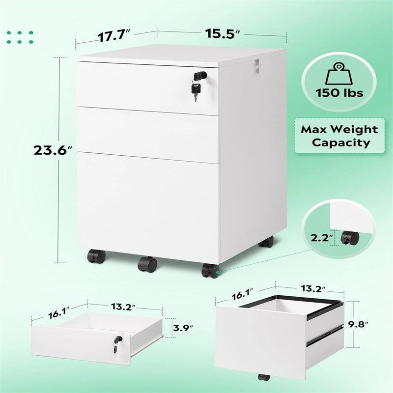 Classificatore a 3 cassetti con serratura - 17,7P x 15,5L x 25,8A