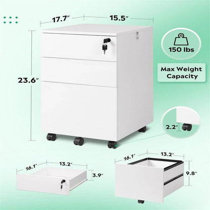 Classificatore a 3 cassetti con serratura - 17,7P x 15,5L x 25,8A