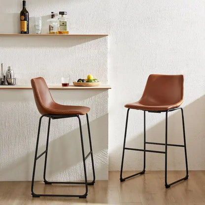 Sgabelli da Bar in Pelle da 30 Pollici, Altezza Bancone, Set da 2