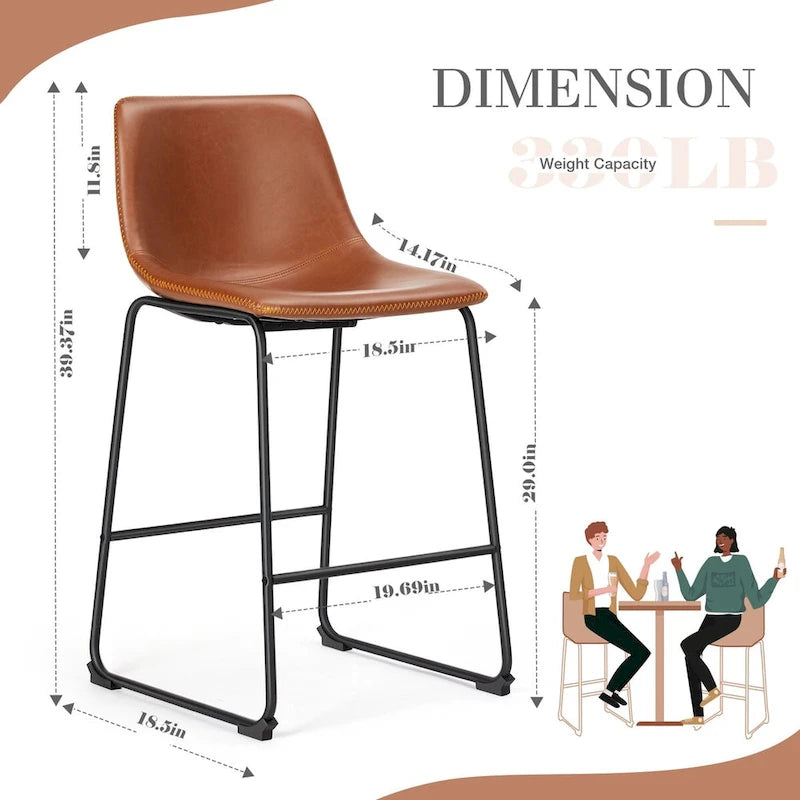 Sgabelli da Bar in Pelle da 30 Pollici, Altezza Bancone, Set da 2
