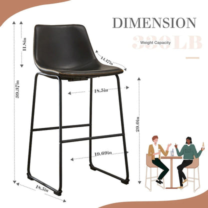 Sgabelli da Bar in Pelle da 30 Pollici, Altezza Bancone, Set da 2