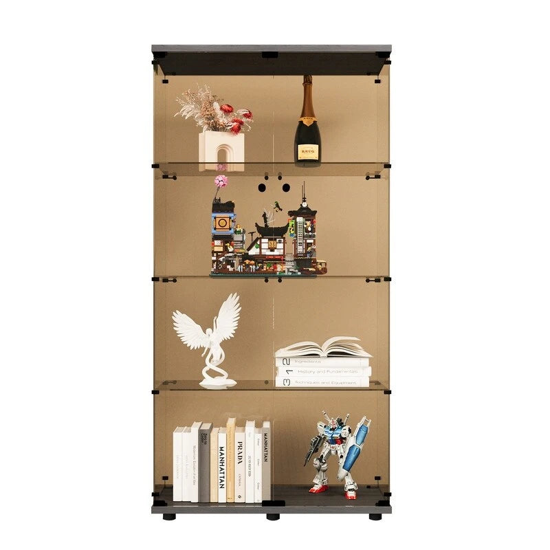 Tawny Vetrina in Vetro a 4 Ripiani, Libreria Curio da Terra per Salotto, Ufficio, Guardaroba