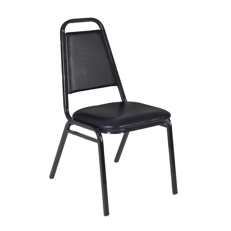 Tavolo per sala relax Kahlo 48 Square - Acero/Nero e 4 sedie impilabili da ristorante - Nere