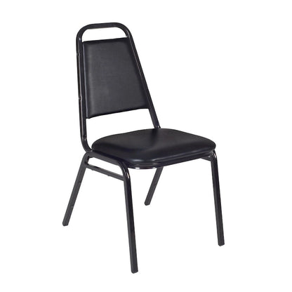 Tavolo per sala relax Kahlo 48 Square - Acero/Nero e 4 sedie impilabili da ristorante - Nere