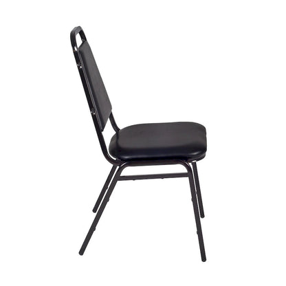 Tavolo per sala relax Kahlo 48 Square - Acero/Nero e 4 sedie impilabili da ristorante - Nere