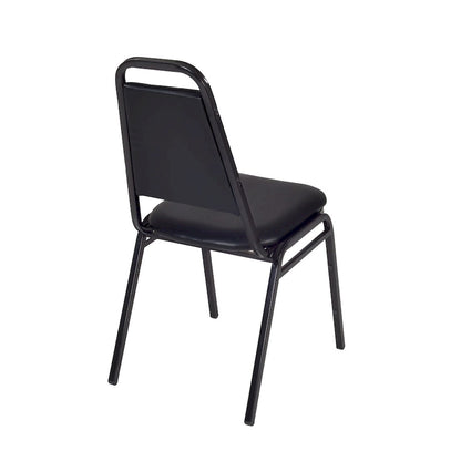 Tavolo per sala relax Kahlo 48 Square - Acero/Nero e 4 sedie impilabili da ristorante - Nere