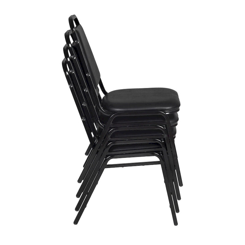Tavolo per sala relax Kahlo 48 Square - Acero/Nero e 4 sedie impilabili da ristorante - Nere