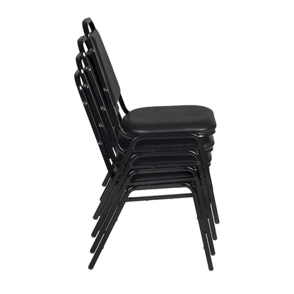 Tavolo per sala relax Kahlo 48 Square - Acero/Nero e 4 sedie impilabili da ristorante - Nere