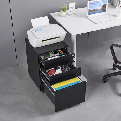 Armadietto portadocumenti mobile a 3 cassetti con serratura Armadietto portadocumenti in acciaio per documenti formato Legale/Lettera/A4/F4, completamente assemblato con ruote