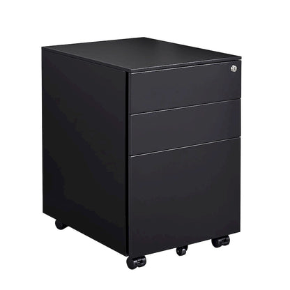 Armadietto portadocumenti mobile a 3 cassetti con serratura Armadietto portadocumenti in acciaio per documenti formato Legale/Lettera/A4/F4, completamente assemblato con ruote