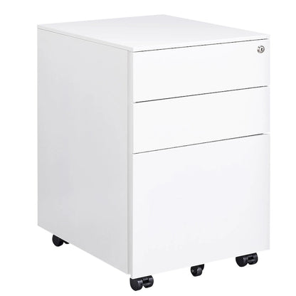 Armadietto portadocumenti mobile a 3 cassetti con serratura Armadietto portadocumenti in acciaio per documenti formato Legale/Lettera/A4/F4, completamente assemblato con ruote