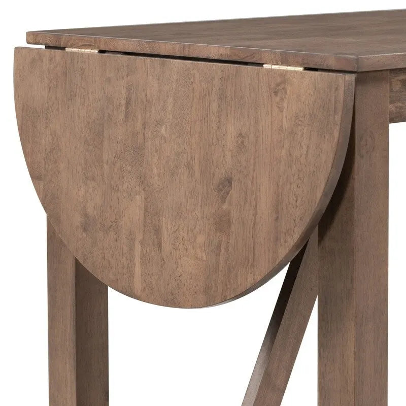 Set tavolo da pranzo con piano a ribalta in legno, altezza bancone, 3 pezzi, con 2 sedie da pranzo