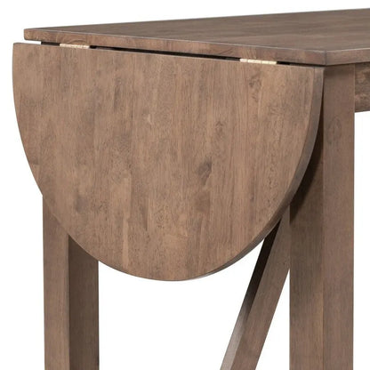 Set tavolo da pranzo con piano a ribalta in legno, altezza bancone, 3 pezzi, con 2 sedie da pranzo