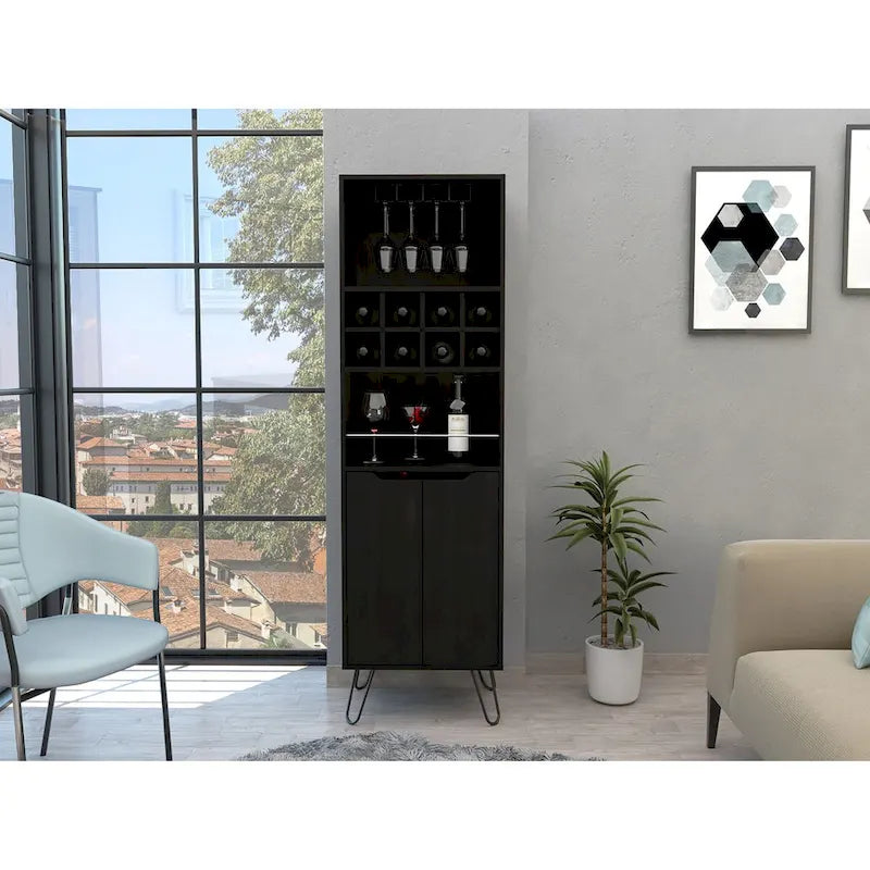 Mobile Bar per Cucina, Sala da Pranzo, Soggiorno, Nero