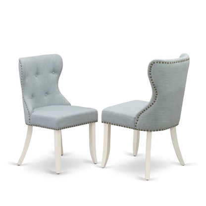 Set tavolo da pranzo - un tavolo da cucina e sedie Parson in lino blu cielo, bianco lino (opzioni di pezzi)