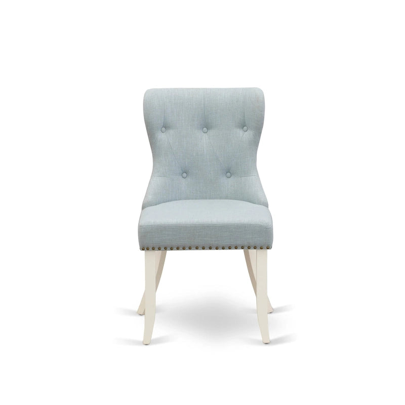 Set tavolo da pranzo - un tavolo da cucina e sedie Parson in lino blu cielo, bianco lino (opzioni di pezzi)