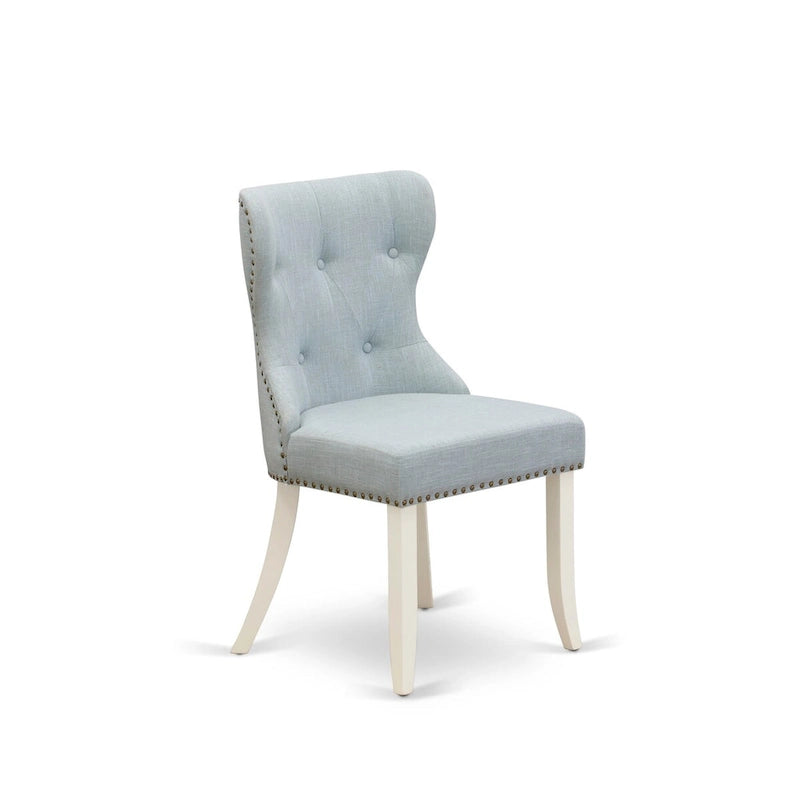 Set tavolo da pranzo - un tavolo da cucina e sedie Parson in lino blu cielo, bianco lino (opzioni di pezzi)