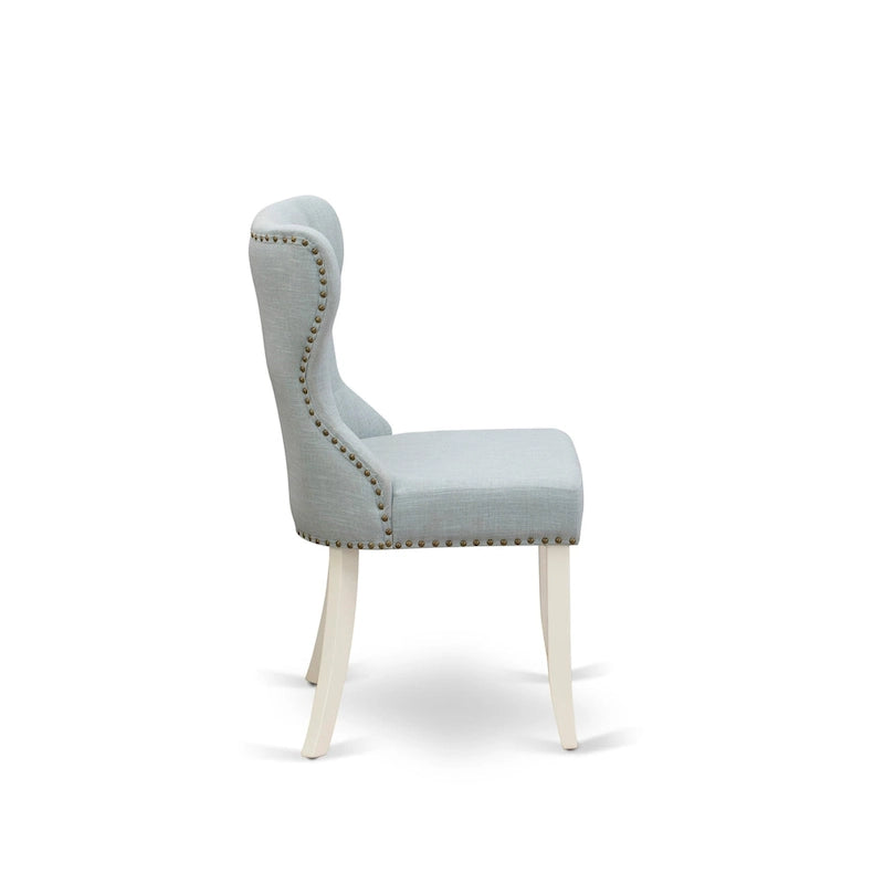 Set tavolo da pranzo - un tavolo da cucina e sedie Parson in lino blu cielo, bianco lino (opzioni di pezzi)
