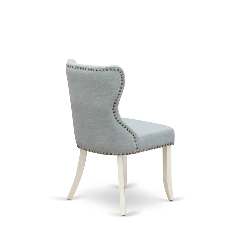 Set tavolo da pranzo - un tavolo da cucina e sedie Parson in lino blu cielo, bianco lino (opzioni di pezzi)