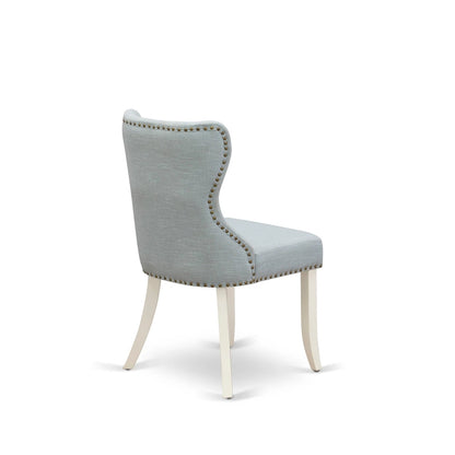 Set tavolo da pranzo - un tavolo da cucina e sedie Parson in lino blu cielo, bianco lino (opzioni di pezzi)