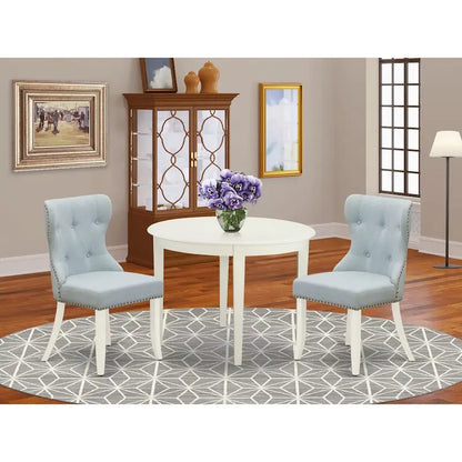 Set tavolo da pranzo - un tavolo da cucina e sedie Parson in lino blu cielo, bianco lino (opzioni di pezzi)
