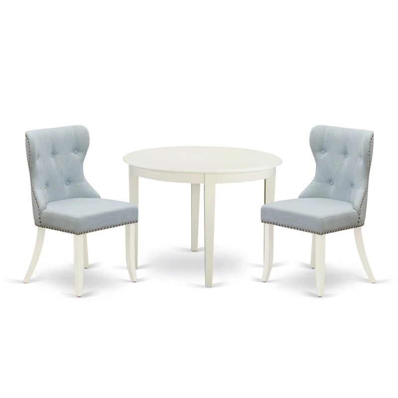 Set tavolo da pranzo - un tavolo da cucina e sedie Parson in lino blu cielo, bianco lino (opzioni di pezzi)