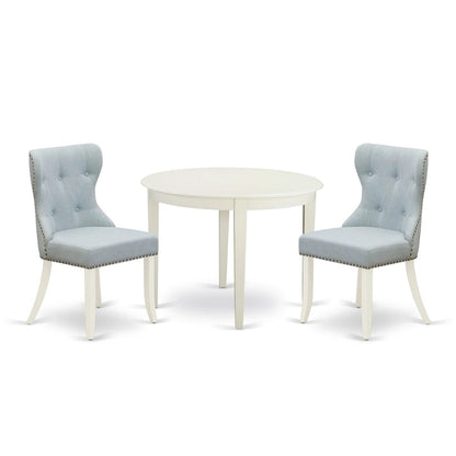 Set tavolo da pranzo - un tavolo da cucina e sedie Parson in lino blu cielo, bianco lino (opzioni di pezzi)
