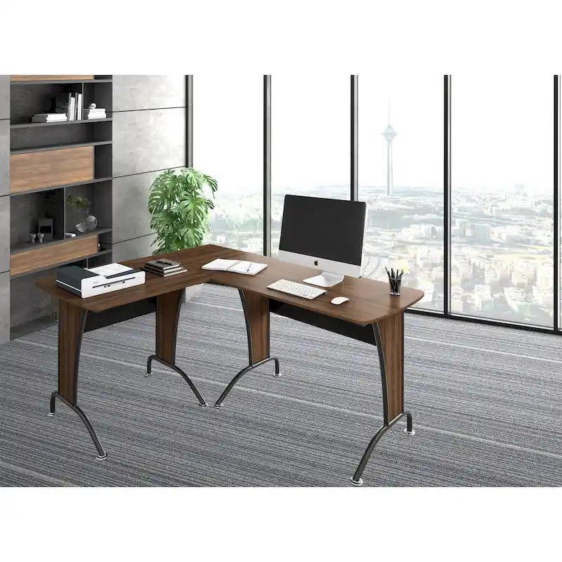 Scrivania per computer Deluxe in stile loft a L o dritta
