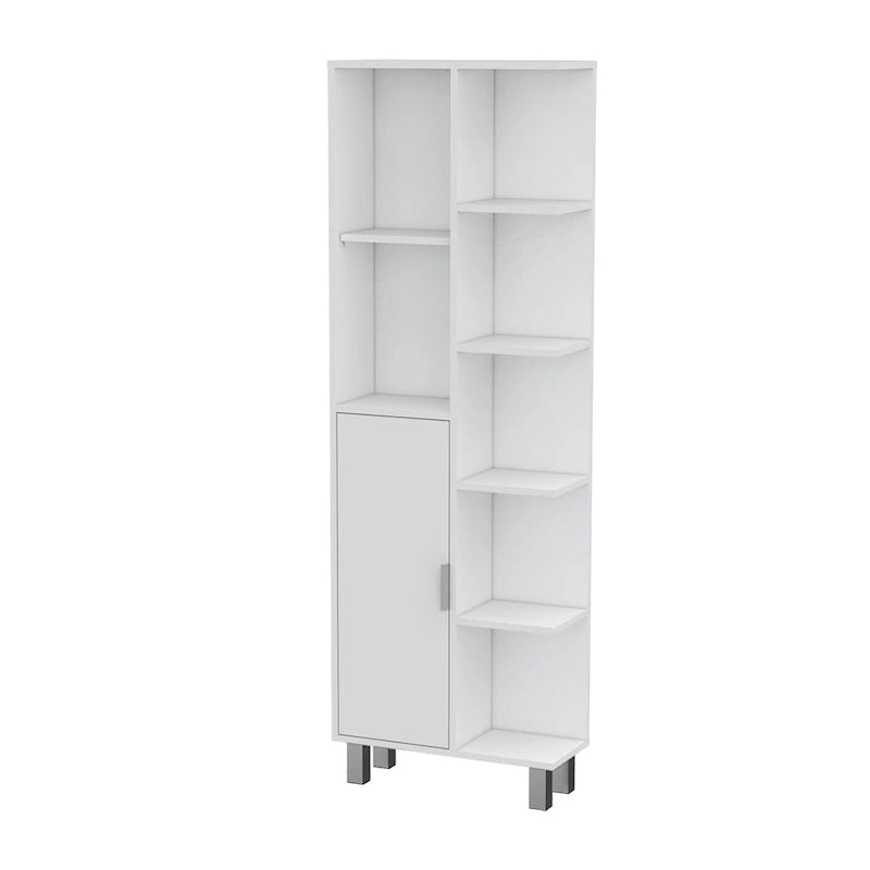 Mobiletto per biancheria da bagno a 9 ripiani, bianco moderno