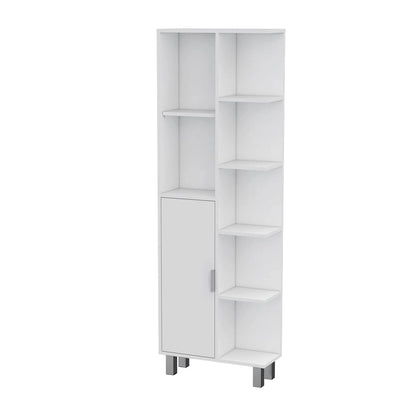 Mobiletto per biancheria da bagno a 9 ripiani, bianco moderno