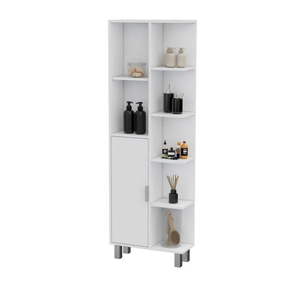 Mobiletto per biancheria da bagno a 9 ripiani, bianco moderno