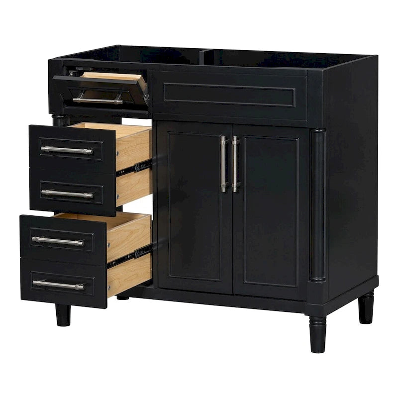 Mobile bagno in legno da 36" con cassetti e ripiano regolabile (senza lavabo)