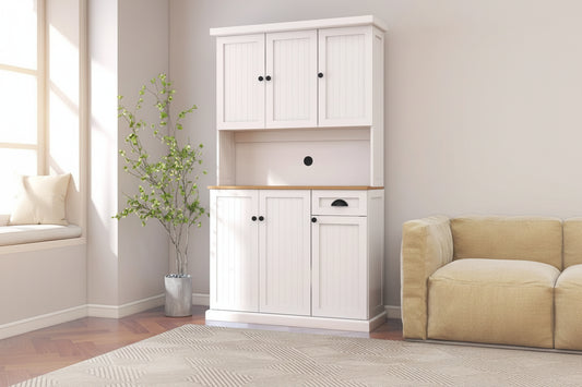71 Kitchen Pantry Storage Cabinet with Adjustable Shelves, 6 Doors and 1 Drawer