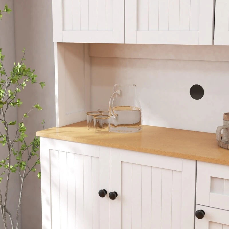 Dispensa da cucina a colonna con 6 ante, 1 cassetto e ripiani regolabili, 180 cm