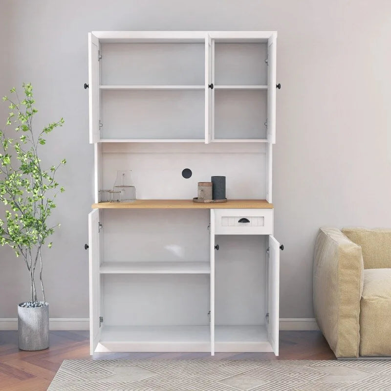 Dispensa da cucina a colonna con 6 ante, 1 cassetto e ripiani regolabili, 180 cm