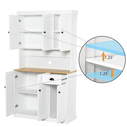 Dispensa da cucina a colonna con 6 ante, 1 cassetto e ripiani regolabili, 180 cm