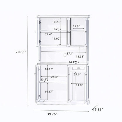 Dispensa da cucina a colonna con 6 ante, 1 cassetto e ripiani regolabili, 180 cm
