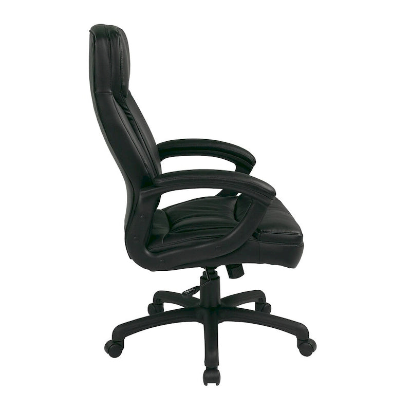 Sedia direzionale Work Smart ad alto schienale sagomato in ecopelle nera