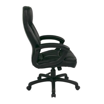 Sedia direzionale Work Smart ad alto schienale sagomato in ecopelle nera