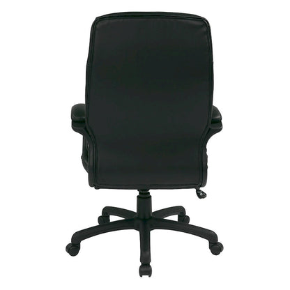 Sedia direzionale Work Smart ad alto schienale sagomato in ecopelle nera