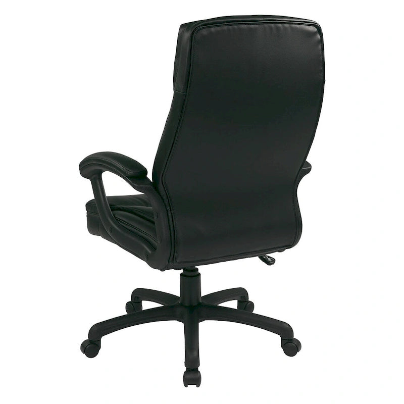 Sedia direzionale Work Smart ad alto schienale sagomato in ecopelle nera