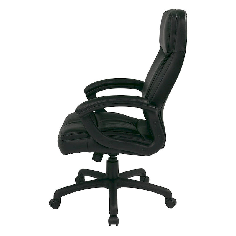 Sedia direzionale Work Smart ad alto schienale sagomato in ecopelle nera